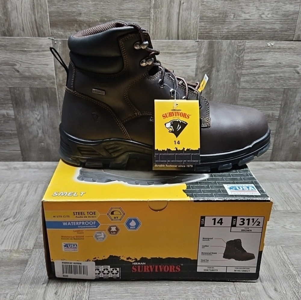 Herman Survivors Smelt Waterproof Steel Toe Work Boots Metatarsal Shield